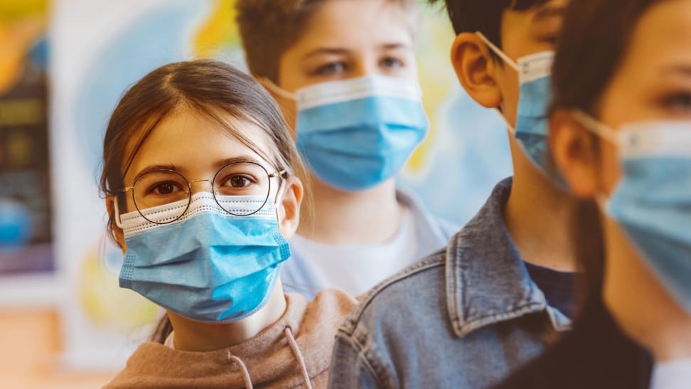 Students wearing face masks