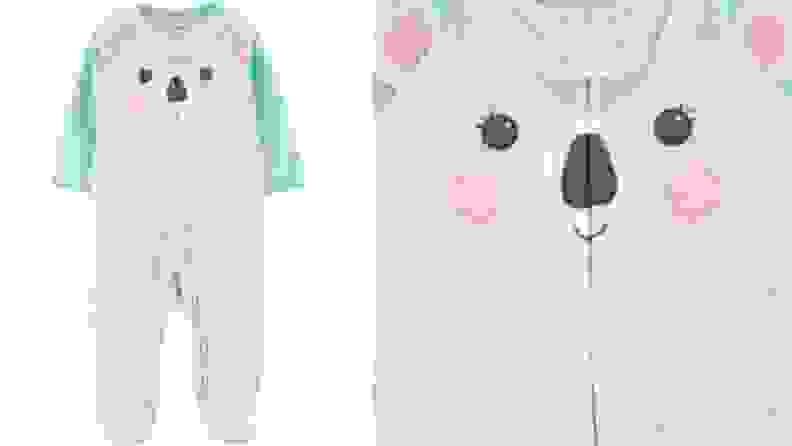 Image of a onesie with a koala face on the front