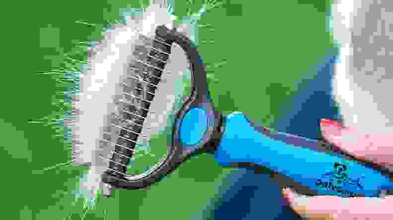 I love this undercoat rake, which pulls up huge amounts of hair with each swipe.