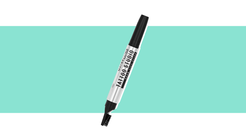 A brow lift pen against a green background.