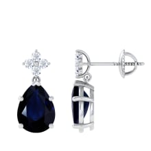 Product image of Pear Shape Blue Sapphire Earrings With Round Diamonds