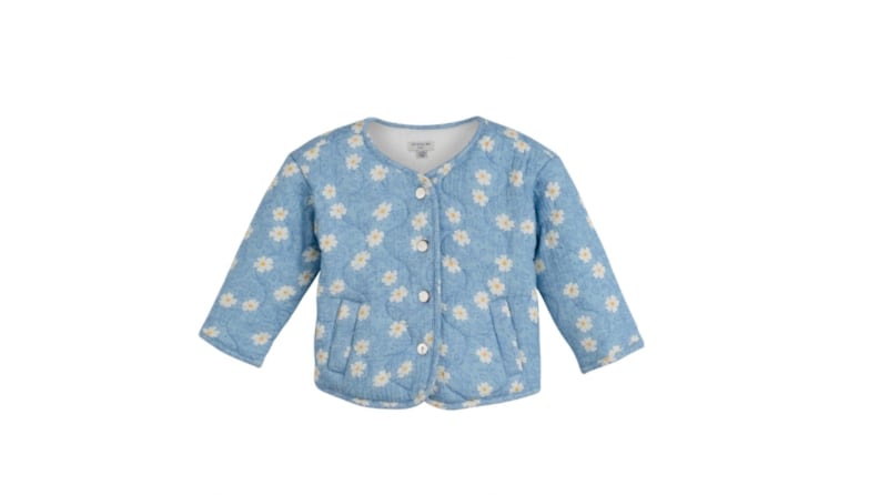 A cornflower blue baby jacket.