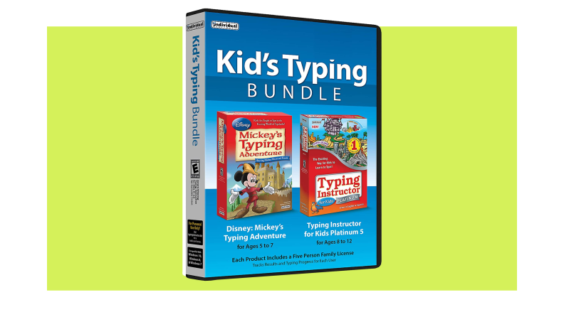 Kid's Typing Bundle with cartoon characters Mickey Mouse.