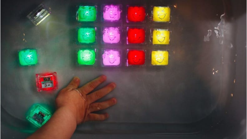 Four rows of light bath cubes in multiple colors.