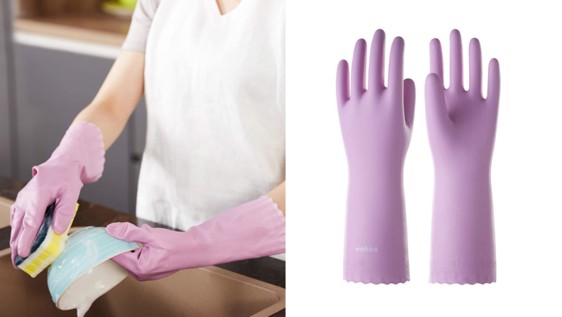 Rubber gloves.