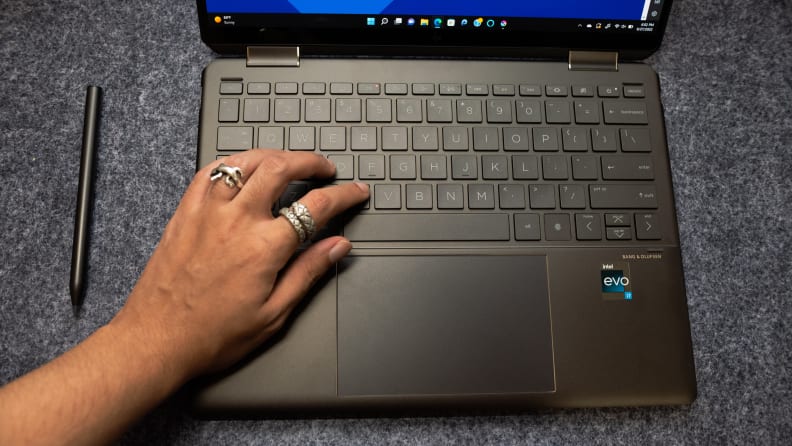 The HP Spectre x360 14 in laptop mode.