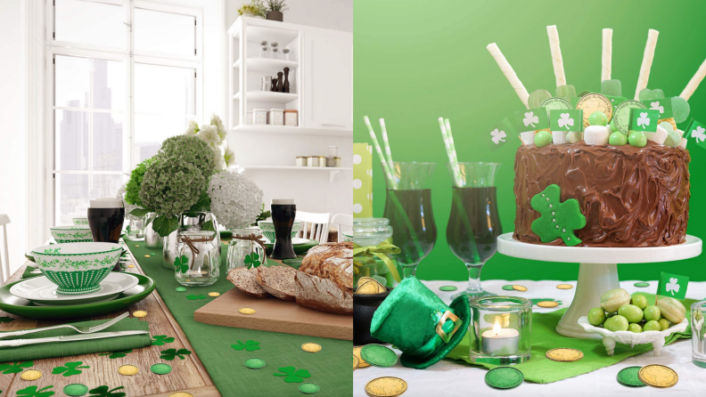 Sweet treats on kitchen table for St. Patrick's Day.