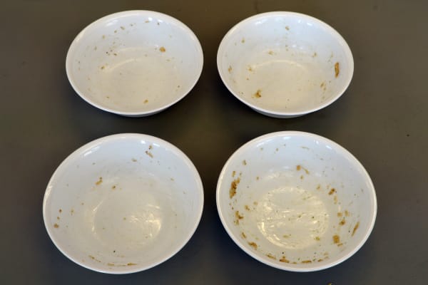 4 dirty oatmeal bowls