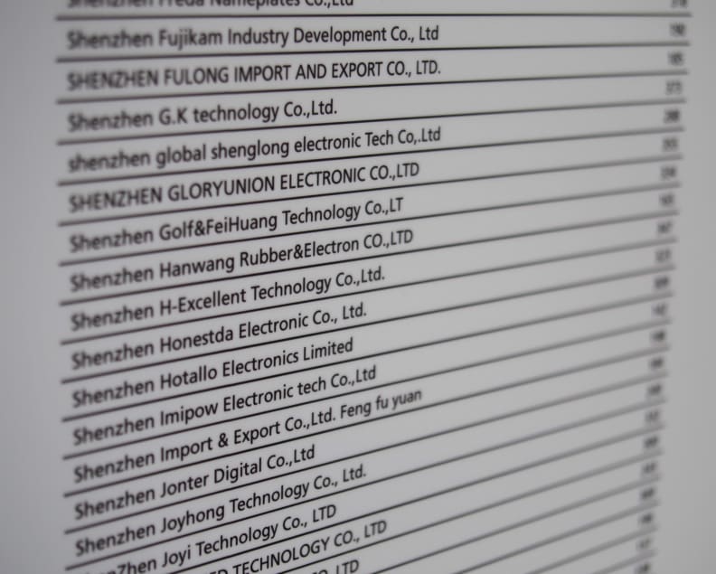 A list of Shenzhen-based companies at IFA 2015