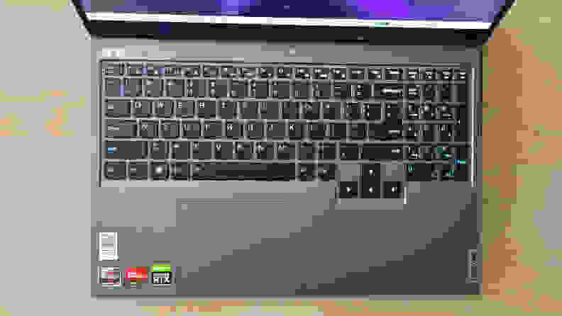 Top-down view of a laptop's keyboard