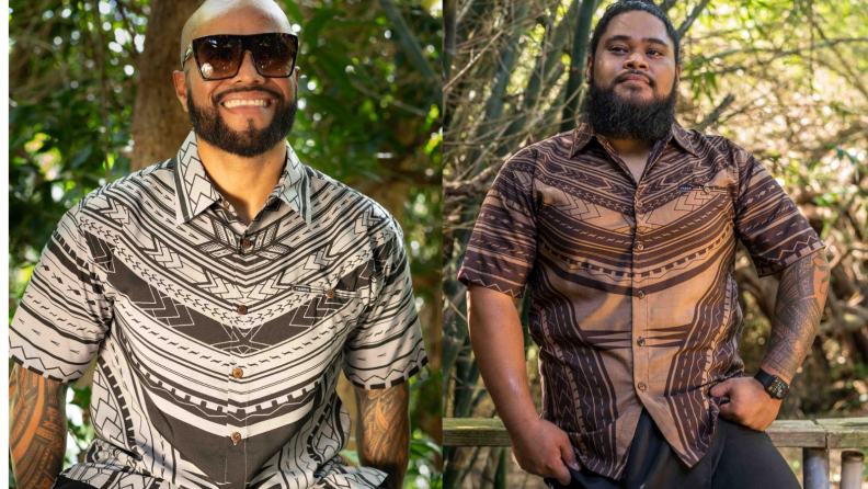 men wearing traditional Polynesian shirts