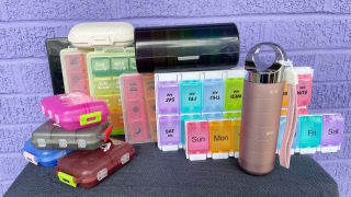 A grouping of tested pill organizers pictured together