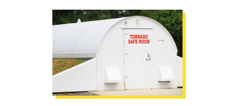 Tornado safety shelter outdoors.