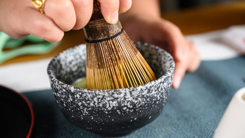 Whisk the tea in a "W" or "M" shape.