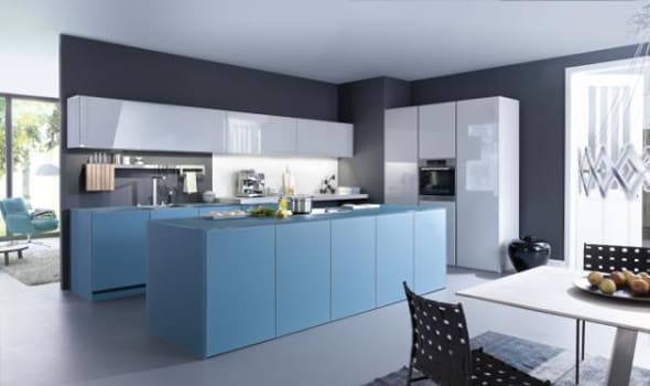A modern, handle-free kitchen from German company Leicht