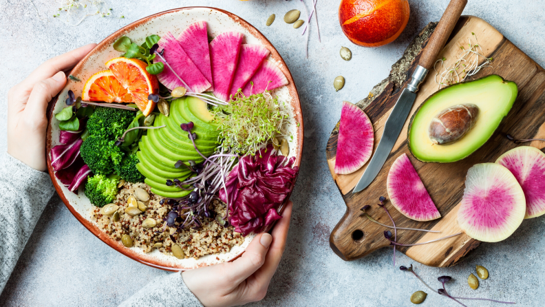 Buddha bowl with microgreens and sprouts