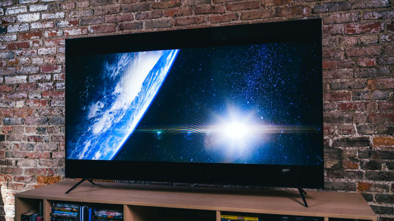 An outer-space shot from a sci-fi series (or movie) shows off the contrast on a Vizio smart TV.