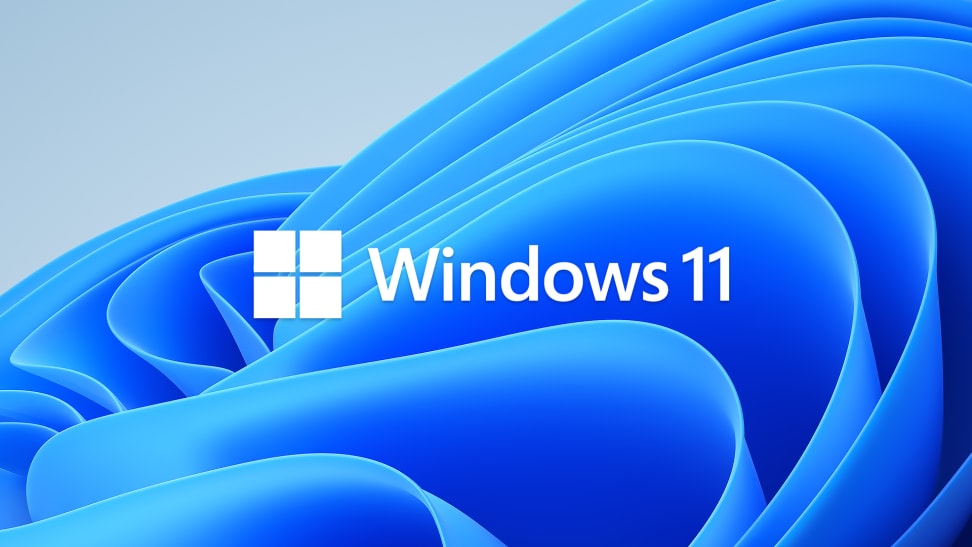 背景为蓝色波浪的windows 11徽标