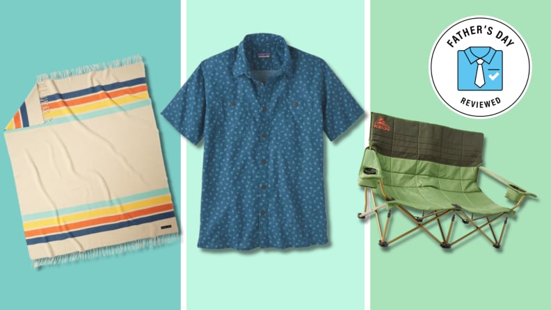 A cozy blanket by Sackcloth & Ashes, an on-point shirt by Patagonia, and a loveseat by Kelty.