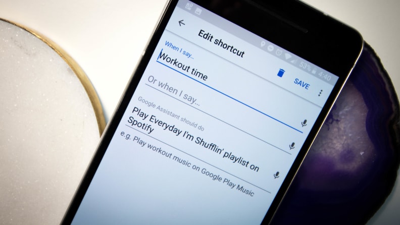 A phone screen running Google Assistant