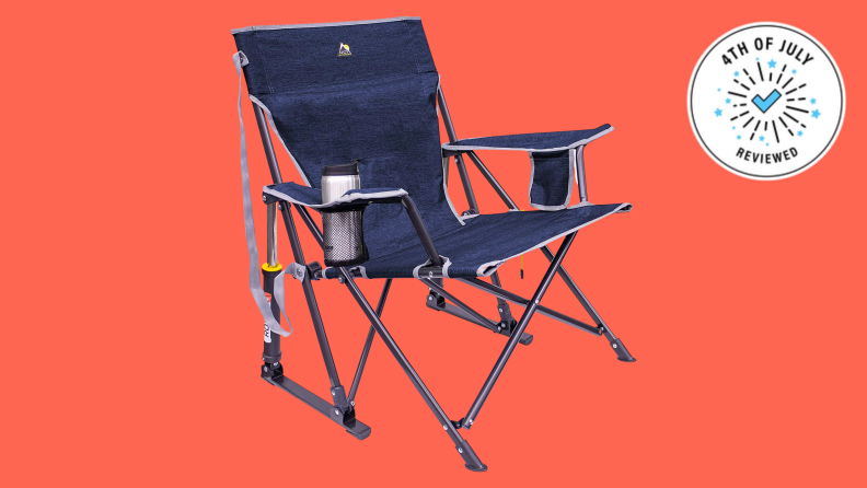 A portable folding chair.