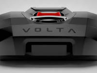 A black robot lawn mower that says VOLTA across the side