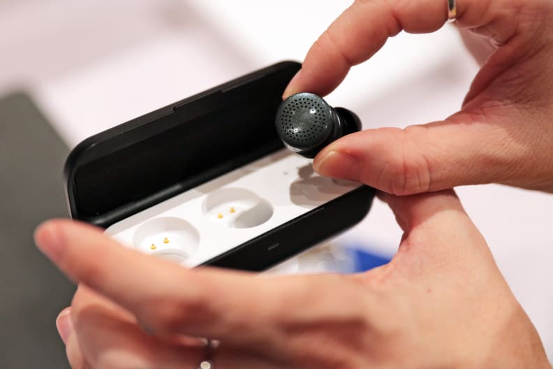 The Here buds fit into a special charging case.