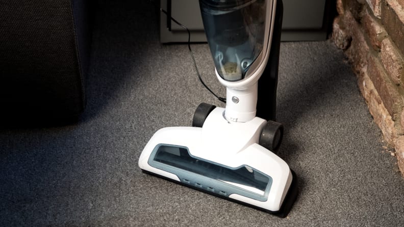 The unit stands up right while charging.