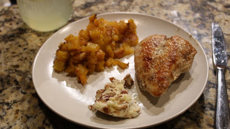 This recipe took longer than the other because I had to pan cook a chicken breast.