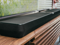 Close up of the Bowers and Wilkins Panorama 3 soundbar inside a home.