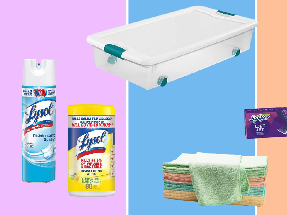 Cleaning Essentials, Towels, Trash Cans, Brooms