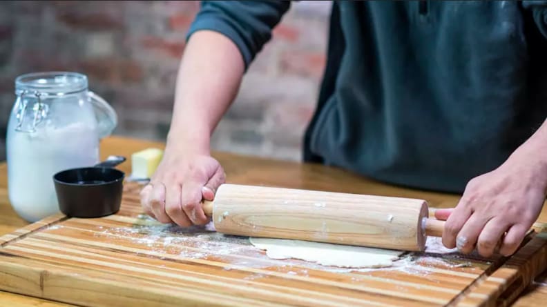 Marble Stone Rolling Pin with Wood Handles and Base Baking Roller