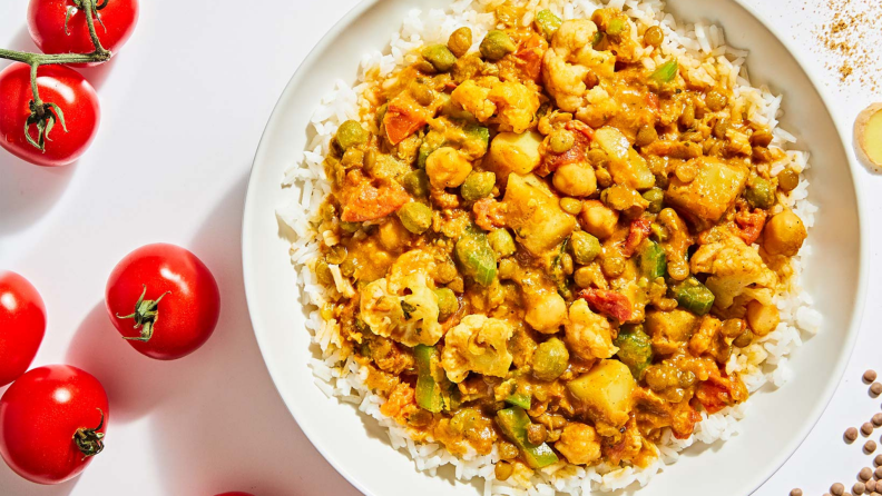 A bowl of Freshly's Indian curry dish.