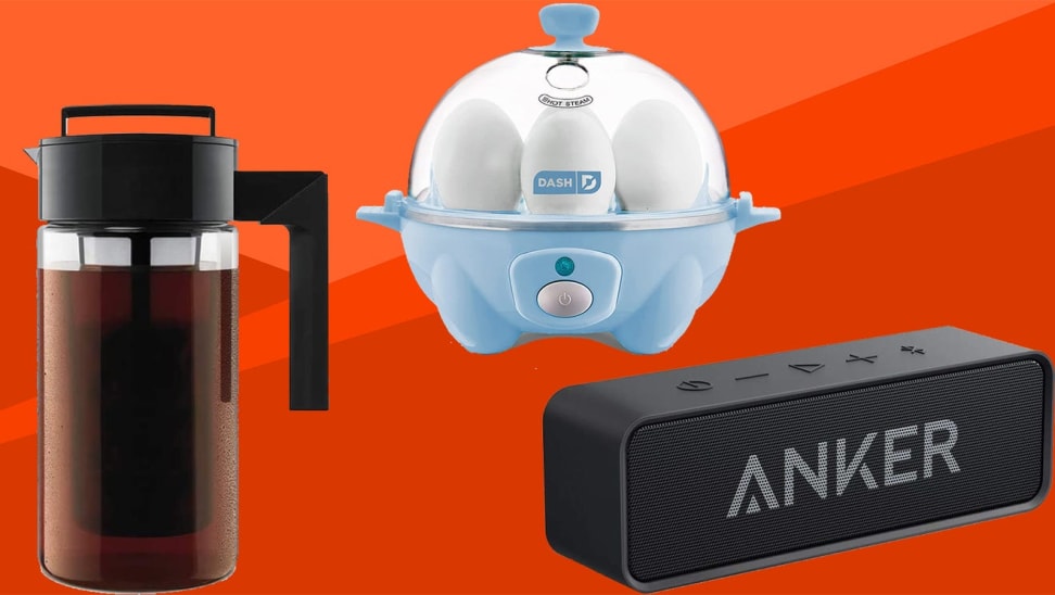 A cold brew coffee maker, a rapid egg cooker, and a portable speaker.