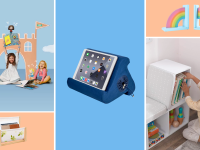 Gifts for kids who love to read, including a library kit, a bean bag, a Yoto Player, and a Smoko book light