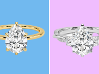 2 diamond rings in white and yellow gold