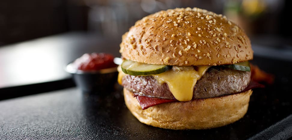 Ernesto Uchimura's signature burger with ketchup leather