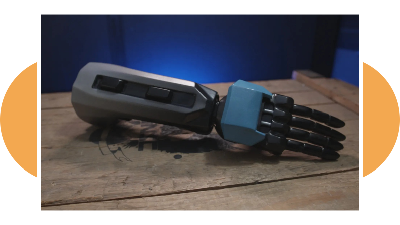 A Limbitless Solutions prosthetic arm designed to look like Kat's arm from the Halo franchise.
