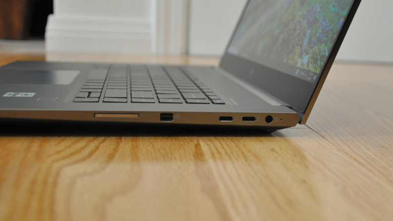 A close-up shot of ports on a ZBook Create G7.