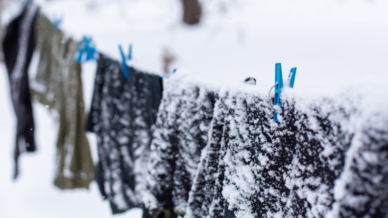 clothesline in snow