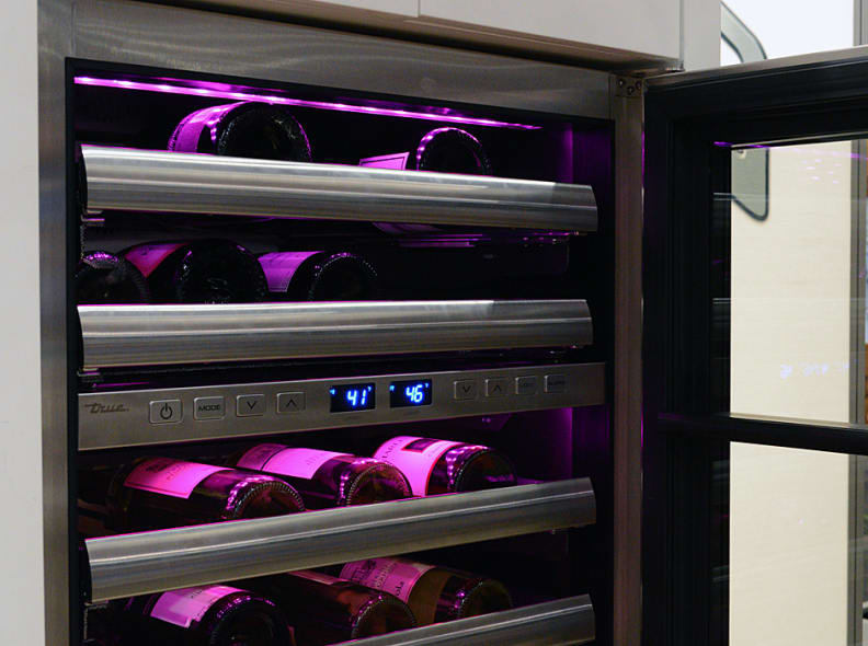 Variable Color LED-Lit Wine Cabinet