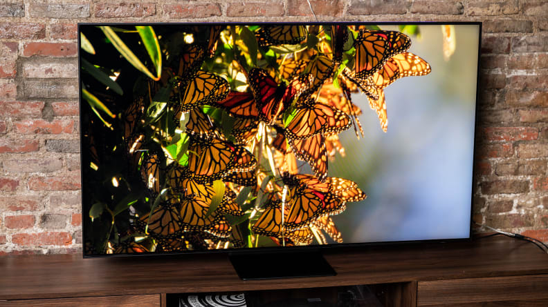 The Samsung QN90B displaying 4K/HDR content in a living room setting