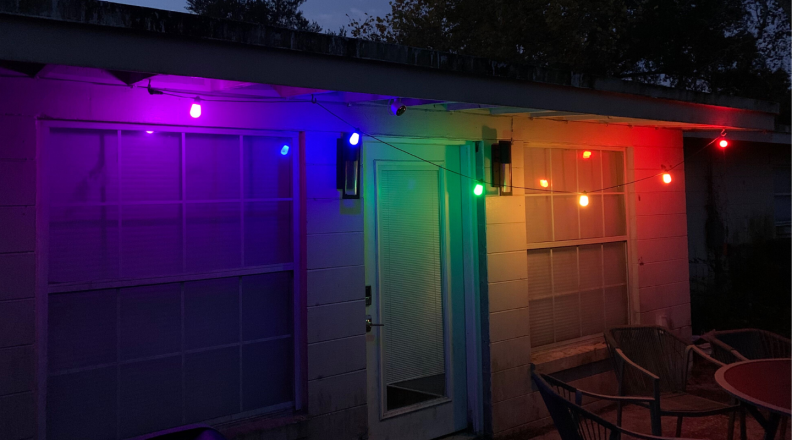 Smart string lights in rainbow pattern