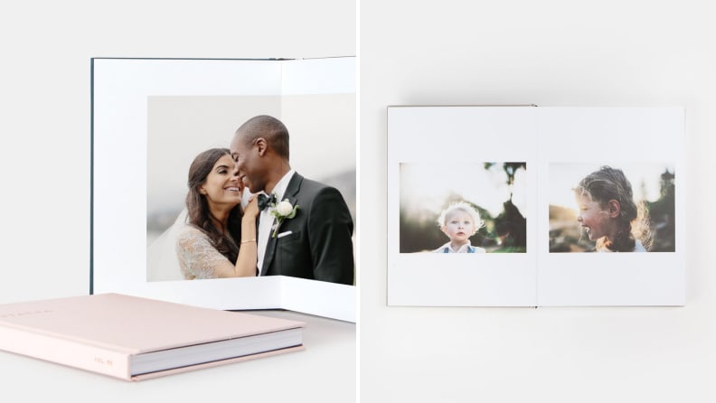 A photo album commemorating a wedding.