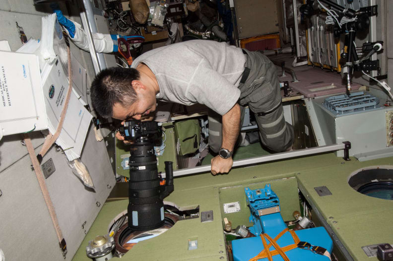 Astronaut Koichi Wakata Takes Photo Onboard ISS