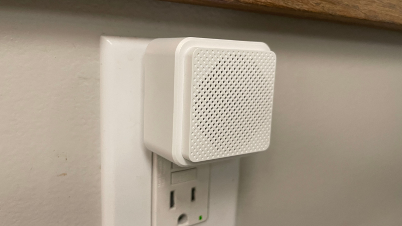 The Wyze Chime is plugged into an outlet