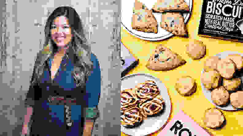 Left: Asian female founder of  Maison Dixie, right: Maison dixie baked goods