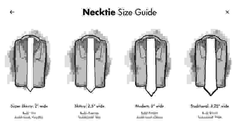 Tie Bar Tie Size Guide