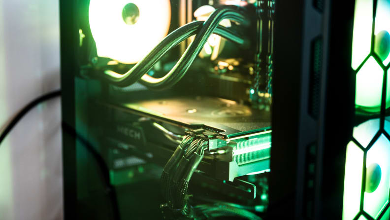A closeup of the GPU