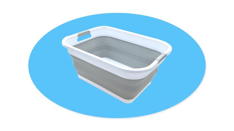 Sammart laundry basket on a blue background